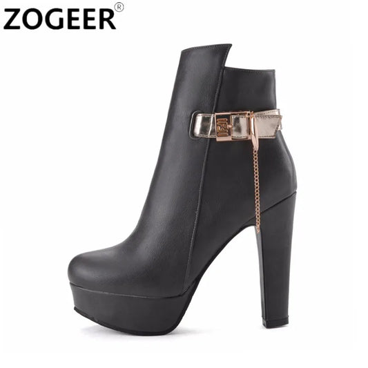 Fashion Ankle Boots For Women High Heels Buckle