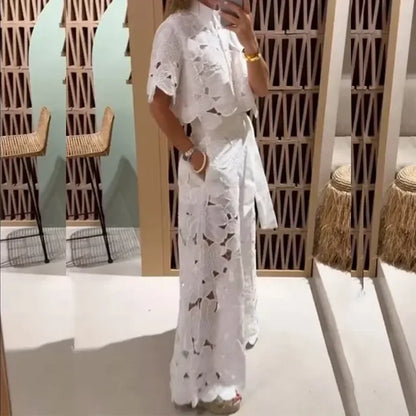 Lace Embroidery Pant Set