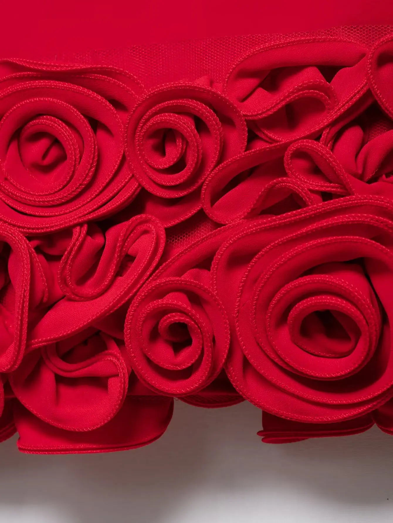 Red 3D Flower Party Mini Dress