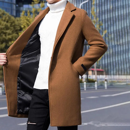 Men Trench Coat Autumn Woolen Trench Overcoat