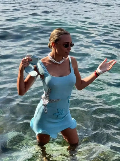 1 Starfish Sequins embroidered Mini Dresses