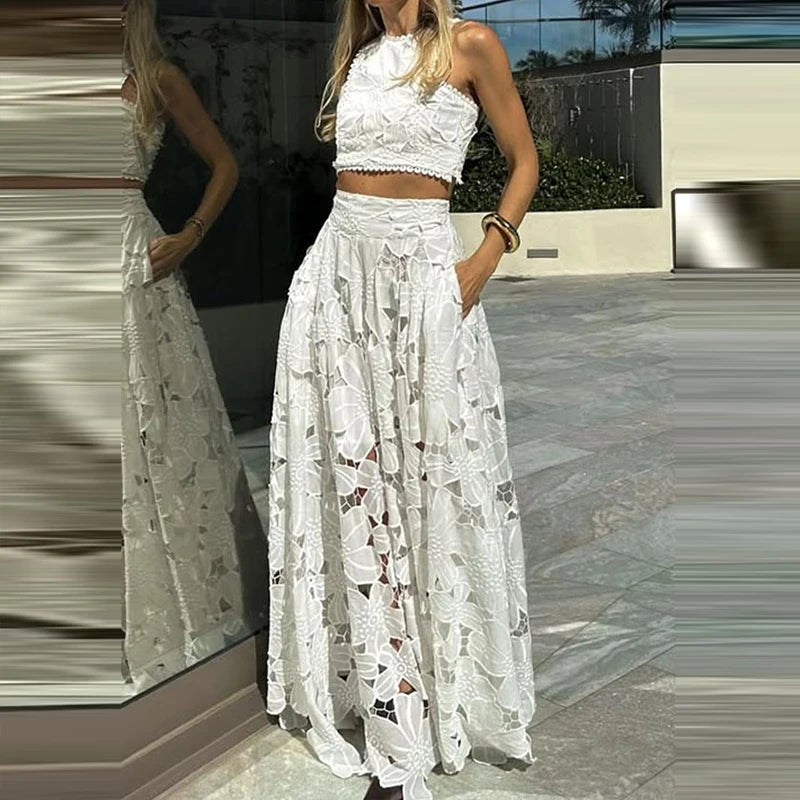 White Boho Skirt Set