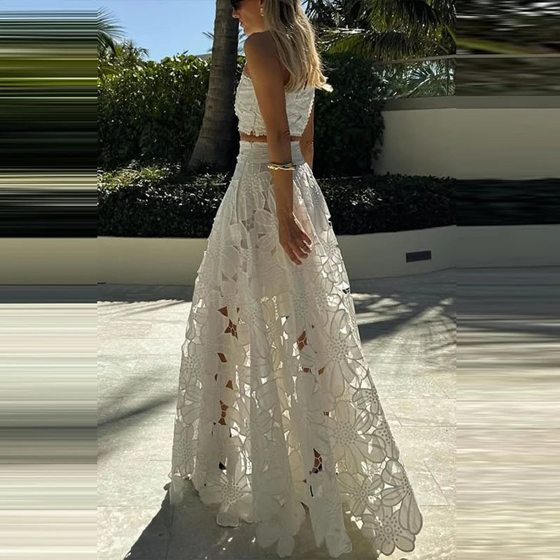 White Boho Skirt Set