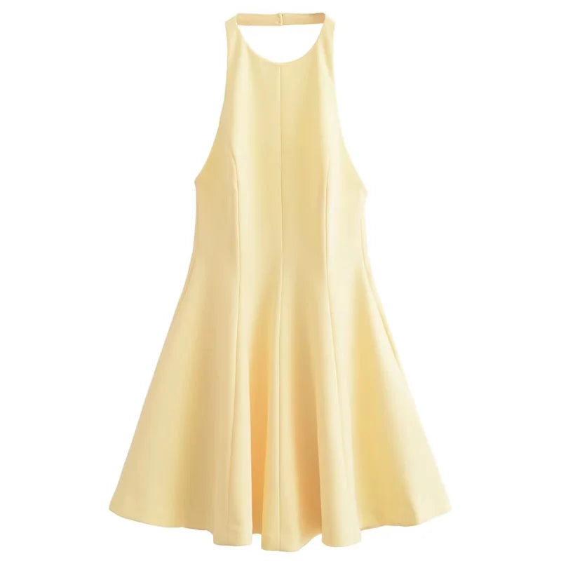 Halterneck Short yellow red Dress
