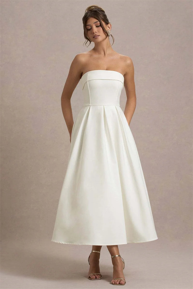 Strapless Midi Dress A-Line - Shellss