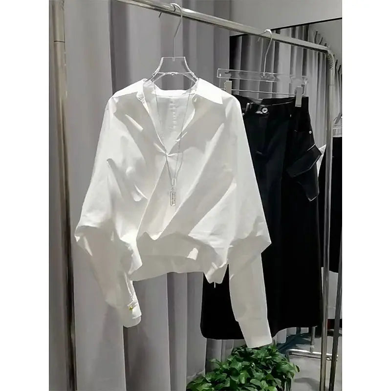 Loose Asymmetrical White Shirt
