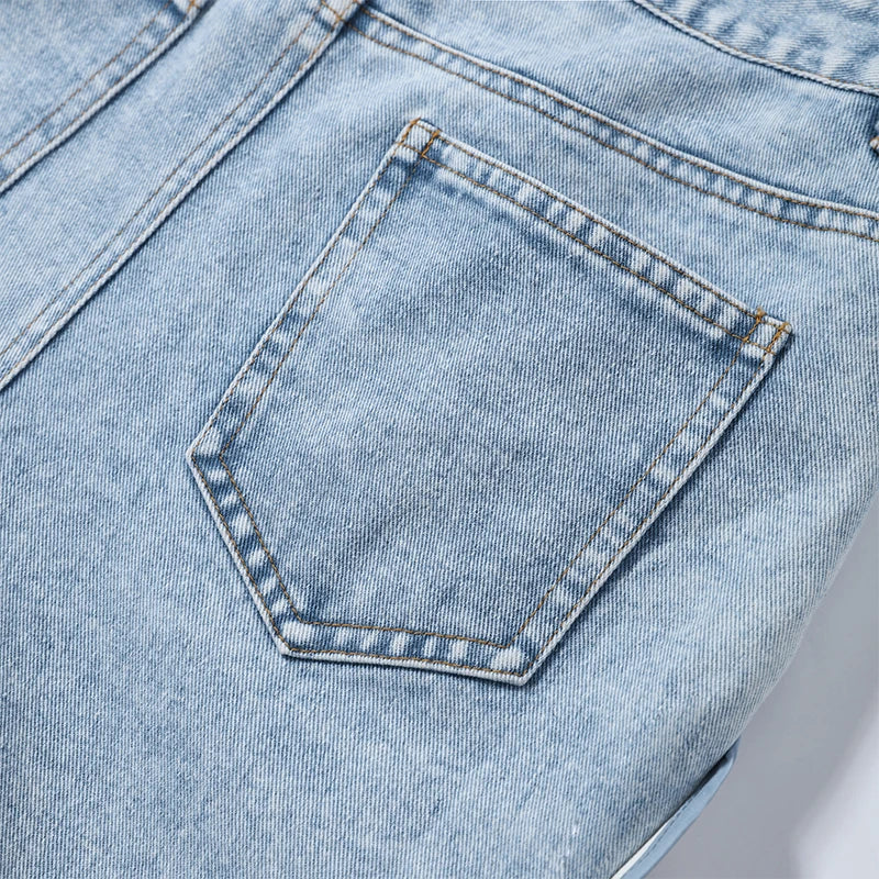 Fashion Side Hollow Out Jeans Women's High Waist Straight Leg Denim Pants 2026 Summer New Lady Trendy Casual Streetwear