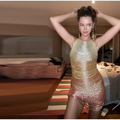 Golden Tassel Party Dress