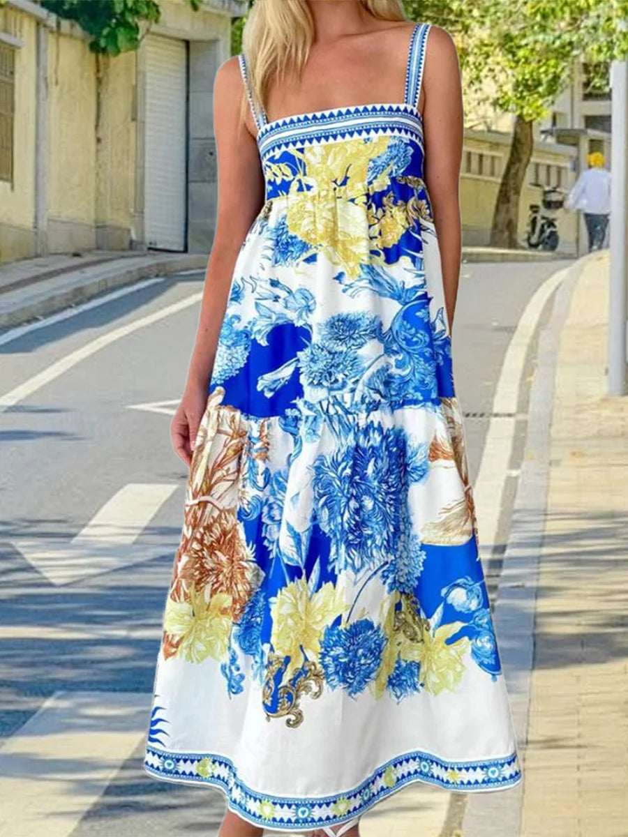 Floral Boho Maxi Dress Pockets