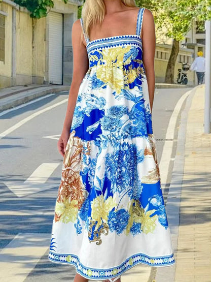 Floral Boho Maxi Dress Pockets