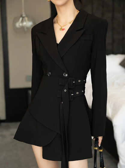 Blazer Dress Double Belt New Premium Mini