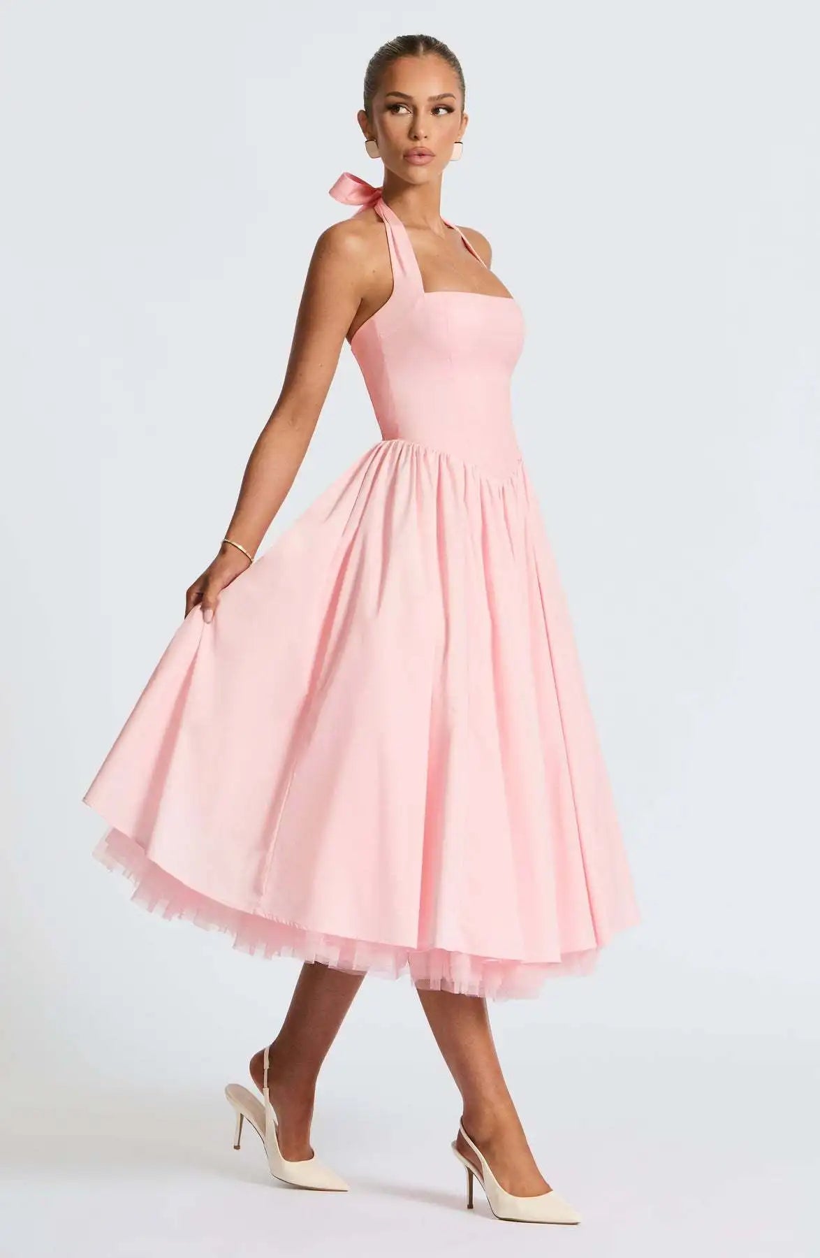 Corset Strapless Midi Dress Luxury Halter