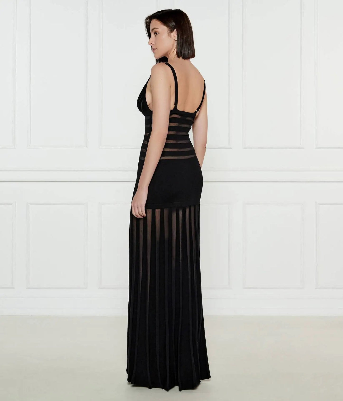Semi Sheer Black Dress- Party Premium collection