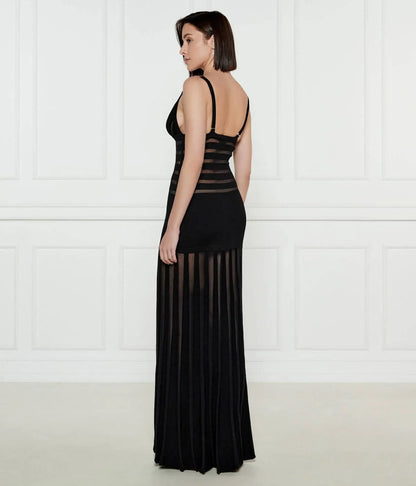Semi Sheer Black Dress- Party Premium collection