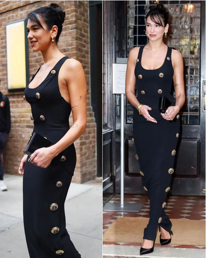 Party Celebrity Dress Buttoned