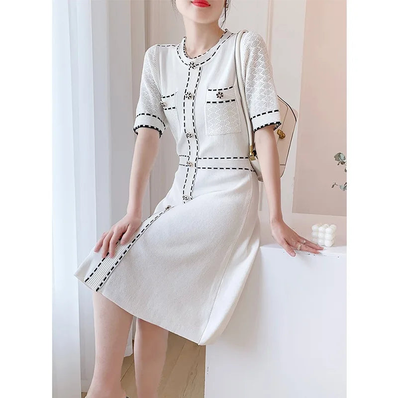 2025 Old money Knitted Dress Women Vintage Sandro style