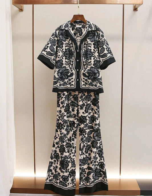 2025 Spring/summer Style Plant Black and White Print