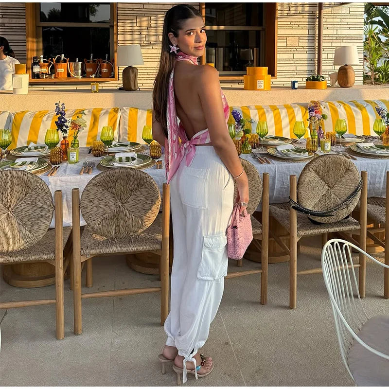 Backless Off Shoulder Vest Set