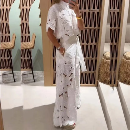 Lace Embroidery Pant Set
