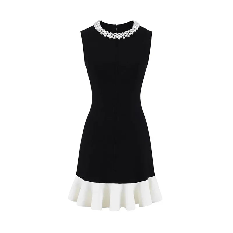 Elegant Pearl Detail Knitted Mini Sandro Dior