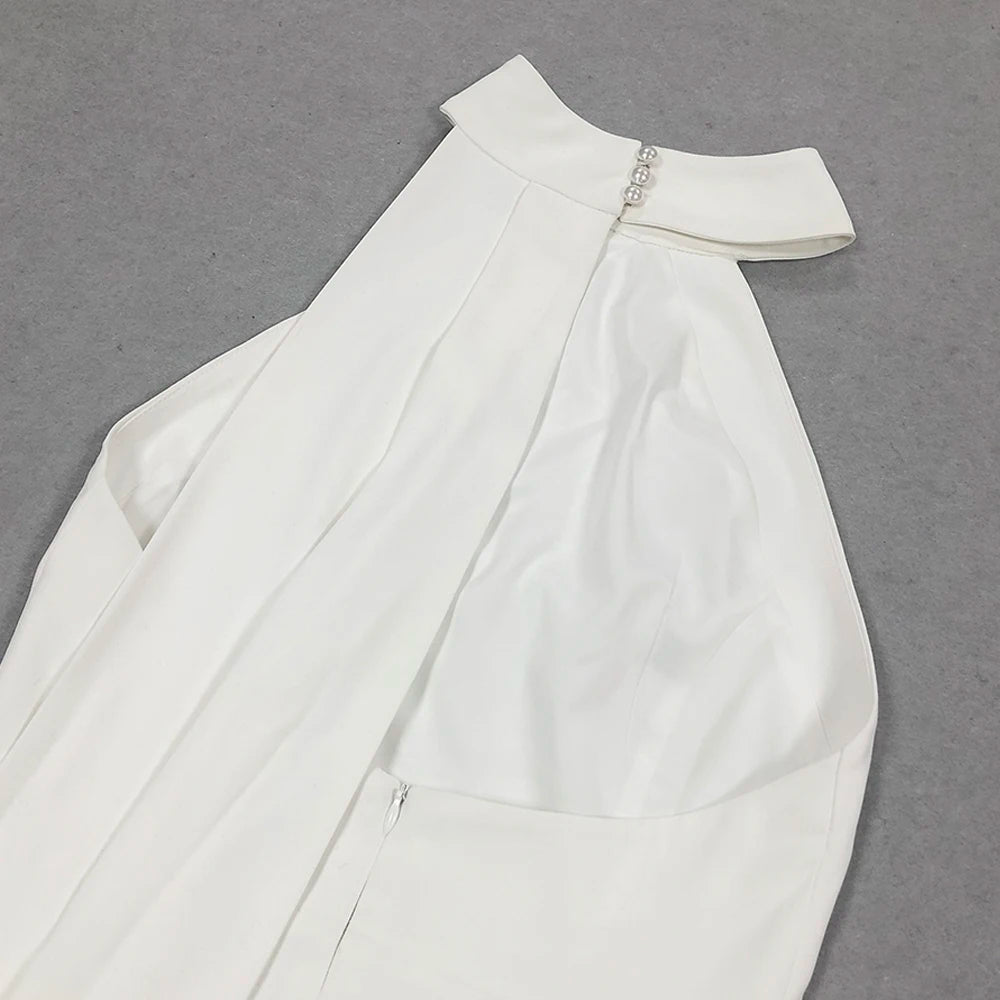 Backless White Wide Leg Jumpsuit Elegant Old Money