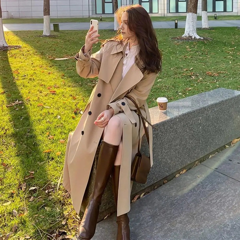 Trench Coat Windbreaker Women's Spring Autumn Trench Coat Korean Short Ladies Solid Coat Women Double Bbreasted Outwear