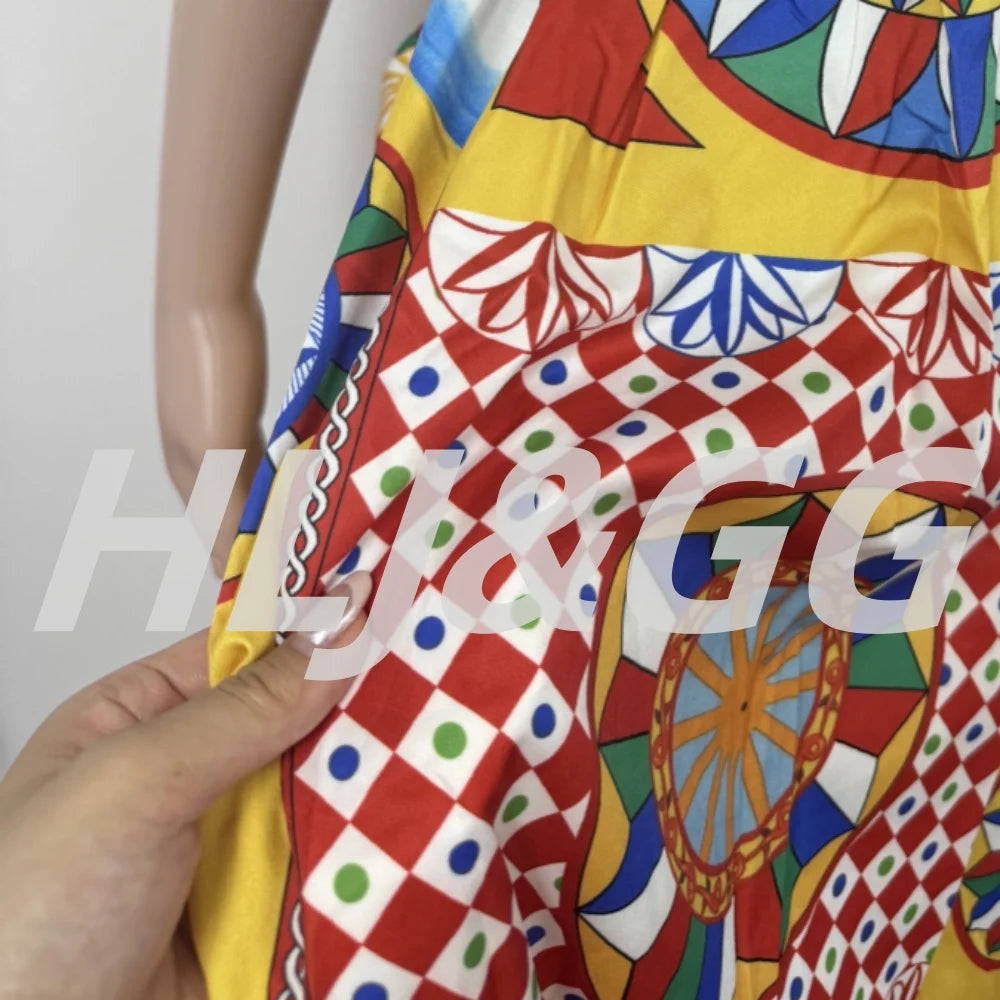 Multicolor Dolce Print Yellow Long Dress