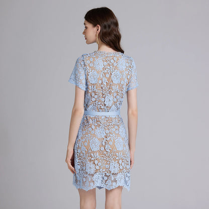 Lace Blue Runway Dress