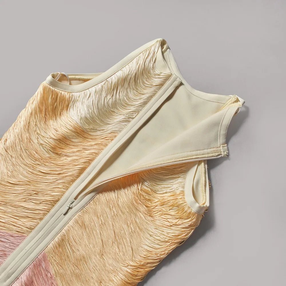 Golden Pink Tassel Metallic Spark Dress - Shellss