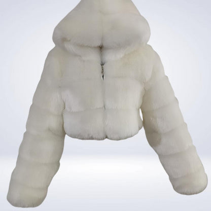 Fur Hooded Zipper Cropped
