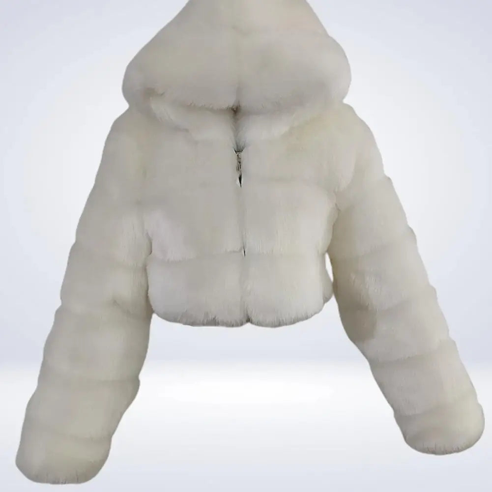 Fur Hooded Zipper Cropped