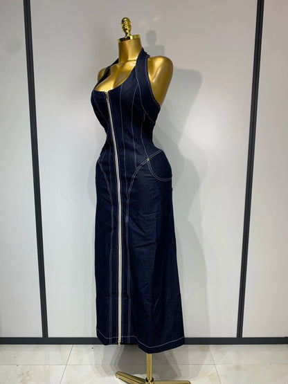 Celebrity Denim Zip dress