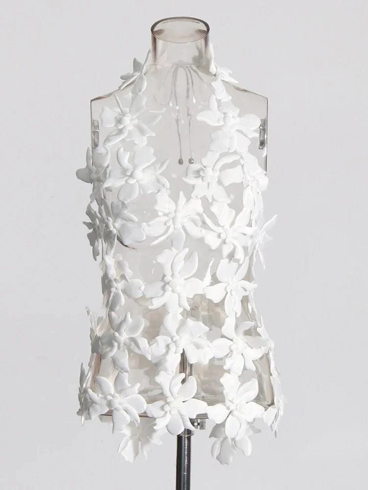 3D Flower Cutout Sexy Vest