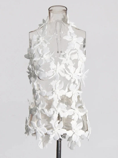 3D Flower Cutout Sexy Vest