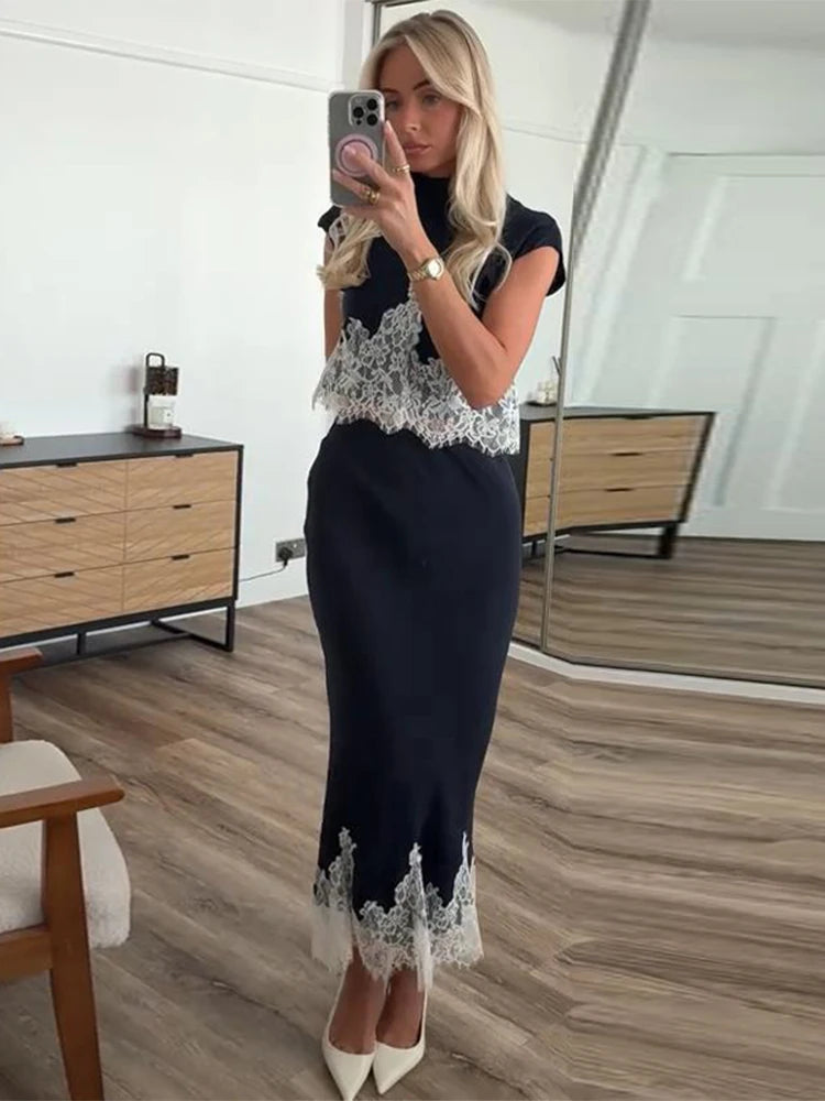 Zara Lace Set Navy Blue