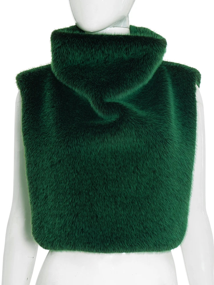 Turtleneck Furry GreenTank Top