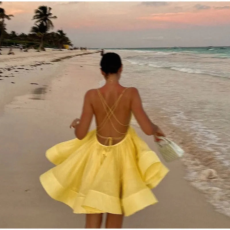 2 Layer Ruffle Backless - Shellss