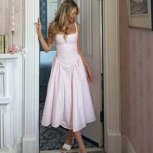 Elegant Laced Pleated Midi Dress