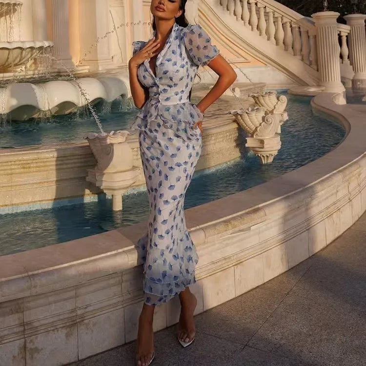 Puff sleeve classy dress