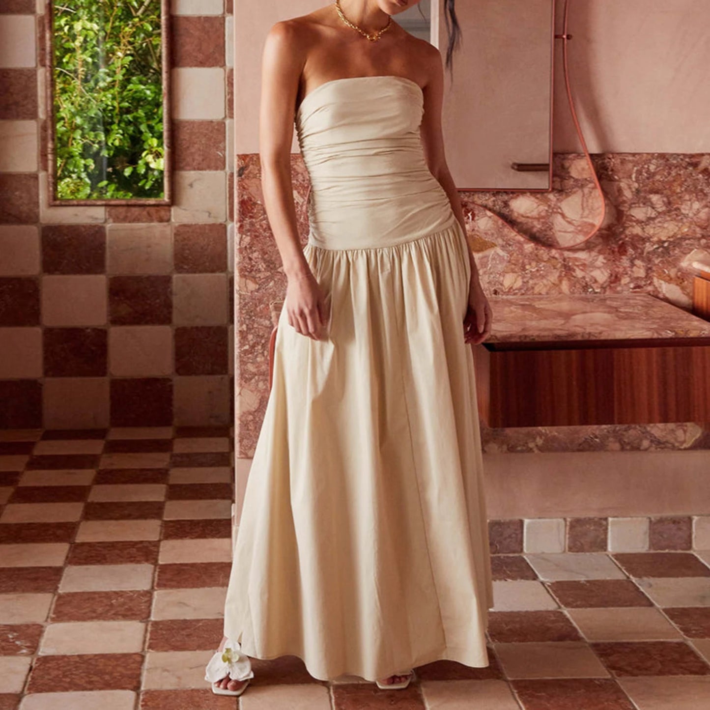 Elegant Strapless Maxi Tube Dress Mango vibes