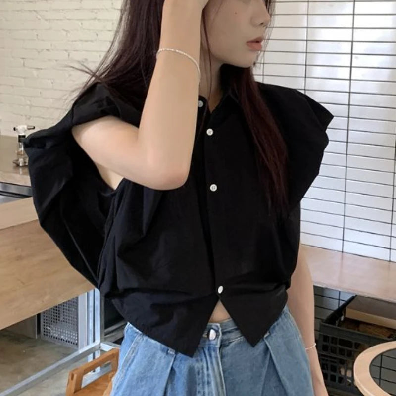 Vintage broad shoulder Crop Top CH