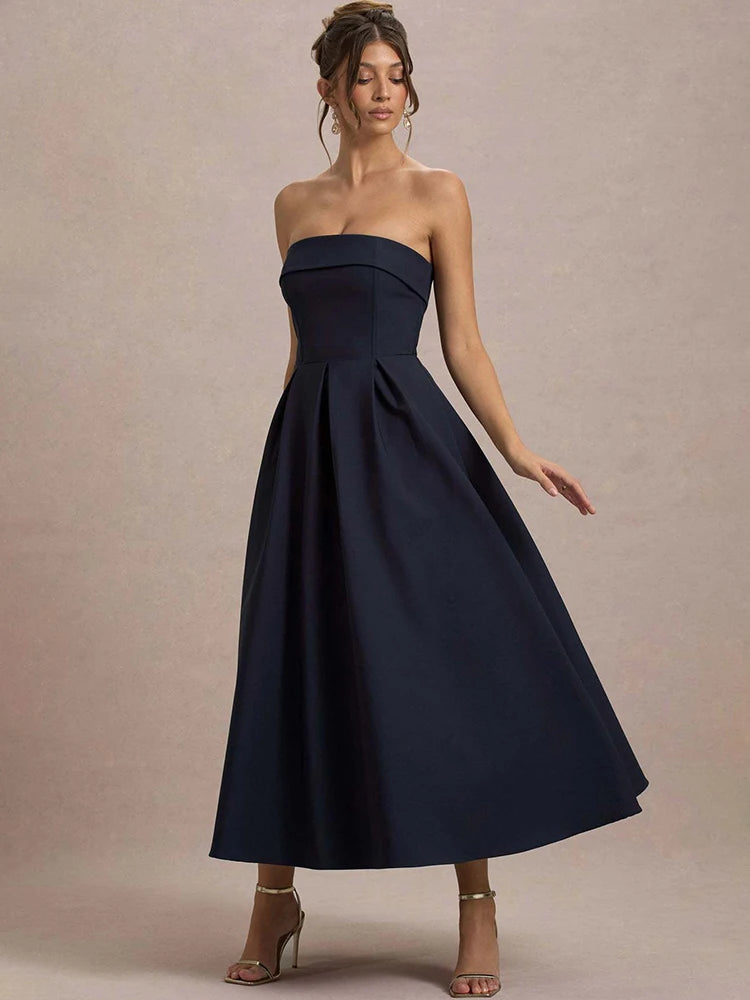 Strapless Midi Dress A-Line - Shellss