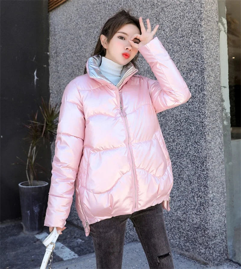 Winter Jacket Women Parkas Glossy Warm