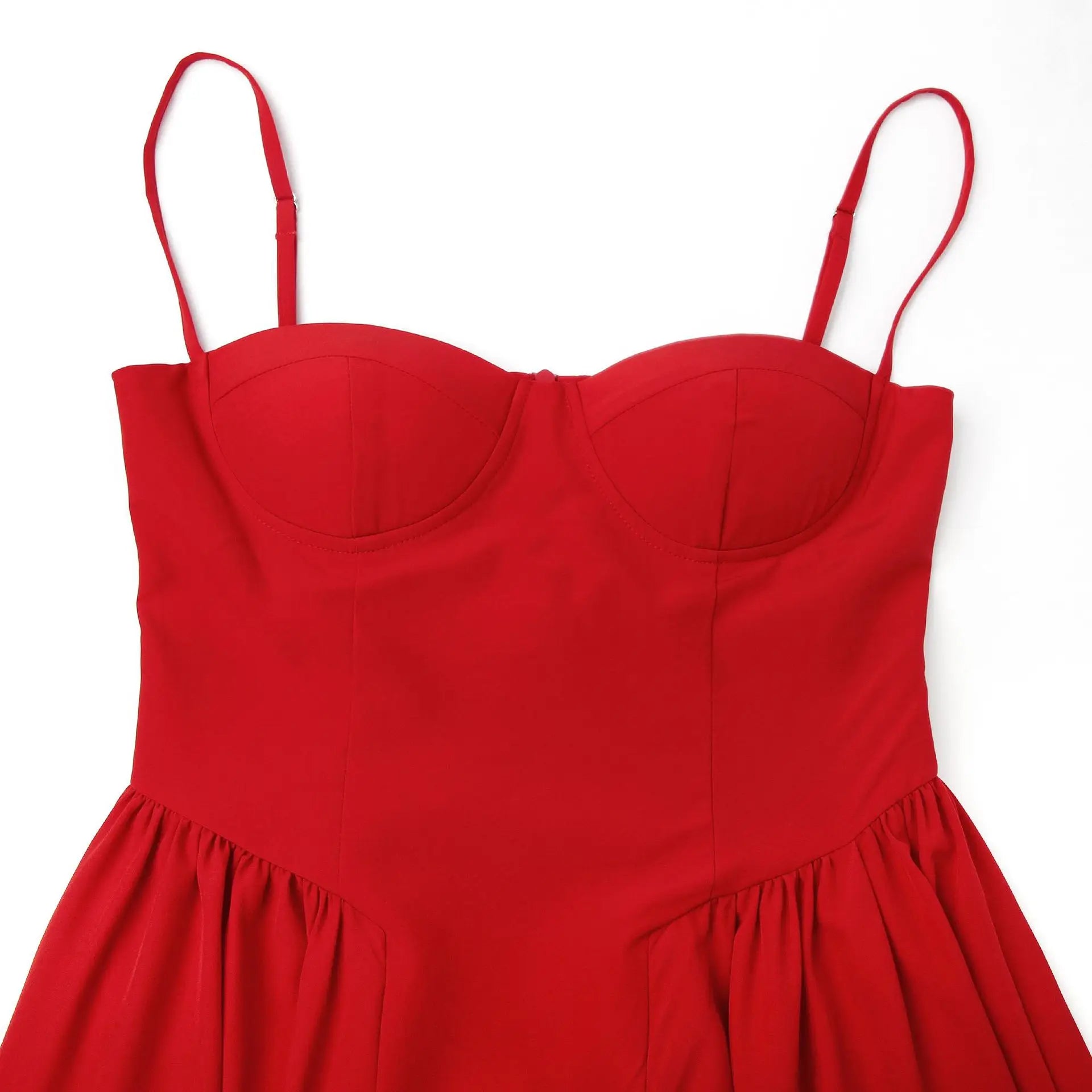 Suninheart Spaghetti Strap Summer Party Dresses 2025 New Arrivals Fit and Flare Elegant Midi Dress Red Night Date Dress - Shellss