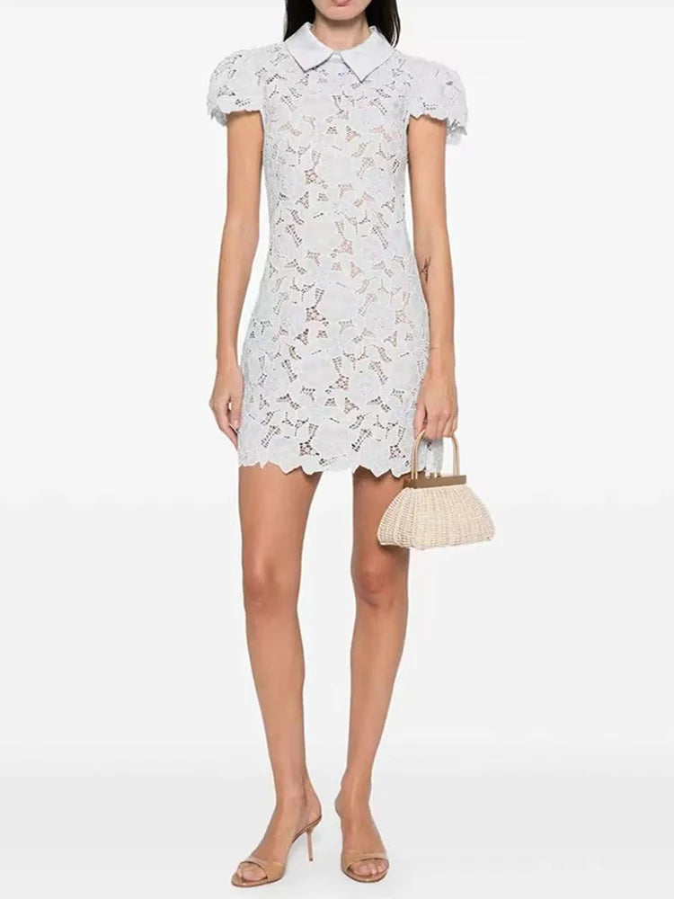 Blue Flower Embroidery Dress