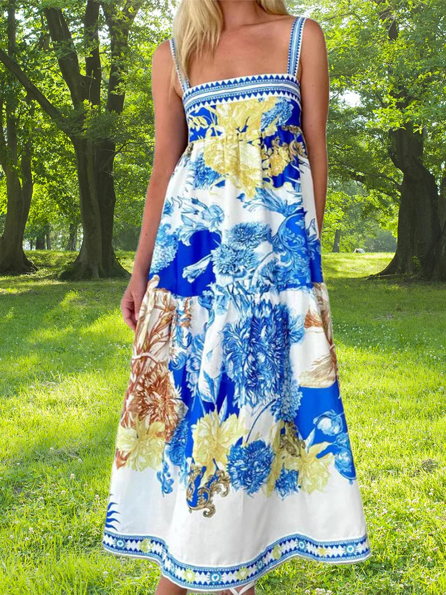 Floral Boho Maxi Dress Pockets