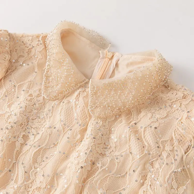 High-end French elegant collar lace Dress - Shellss