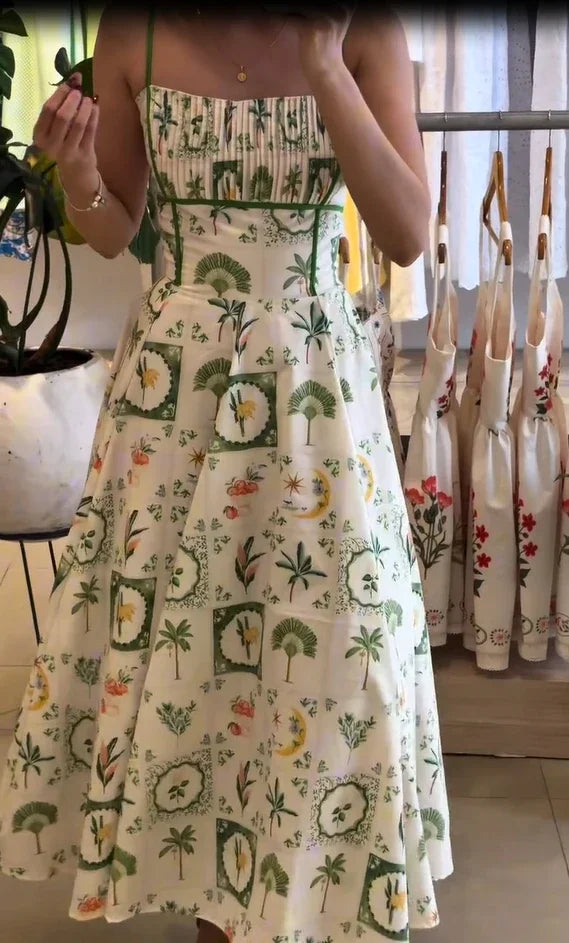 Corset Fishbone green line summer dress