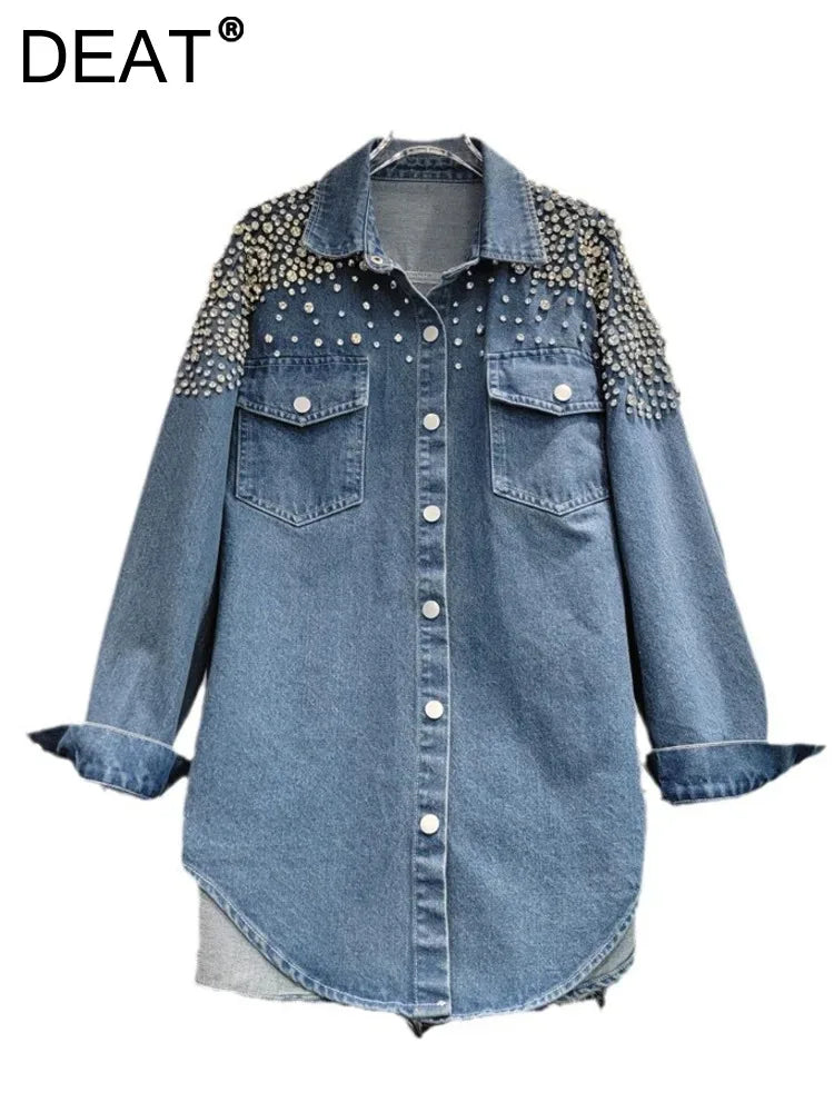 Denim Blouse Full Diamonds