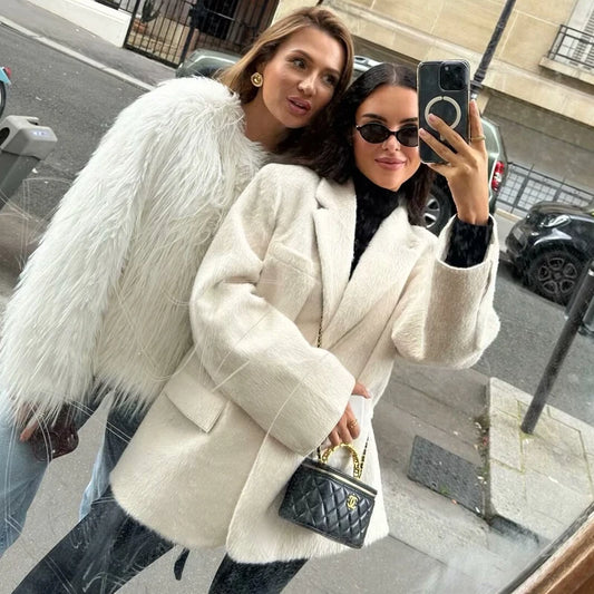 WHite Faux Fur Coat